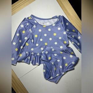 GAP Kids Purple Rashguard Set with White and Yellow Dots